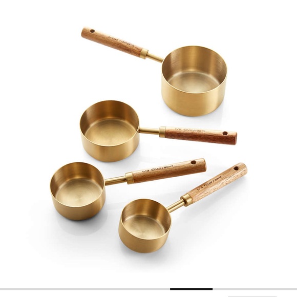 Crate & Barrel Acacia Wood and Gold Measuring Cups, Set of 4 - Picture 5 of 7